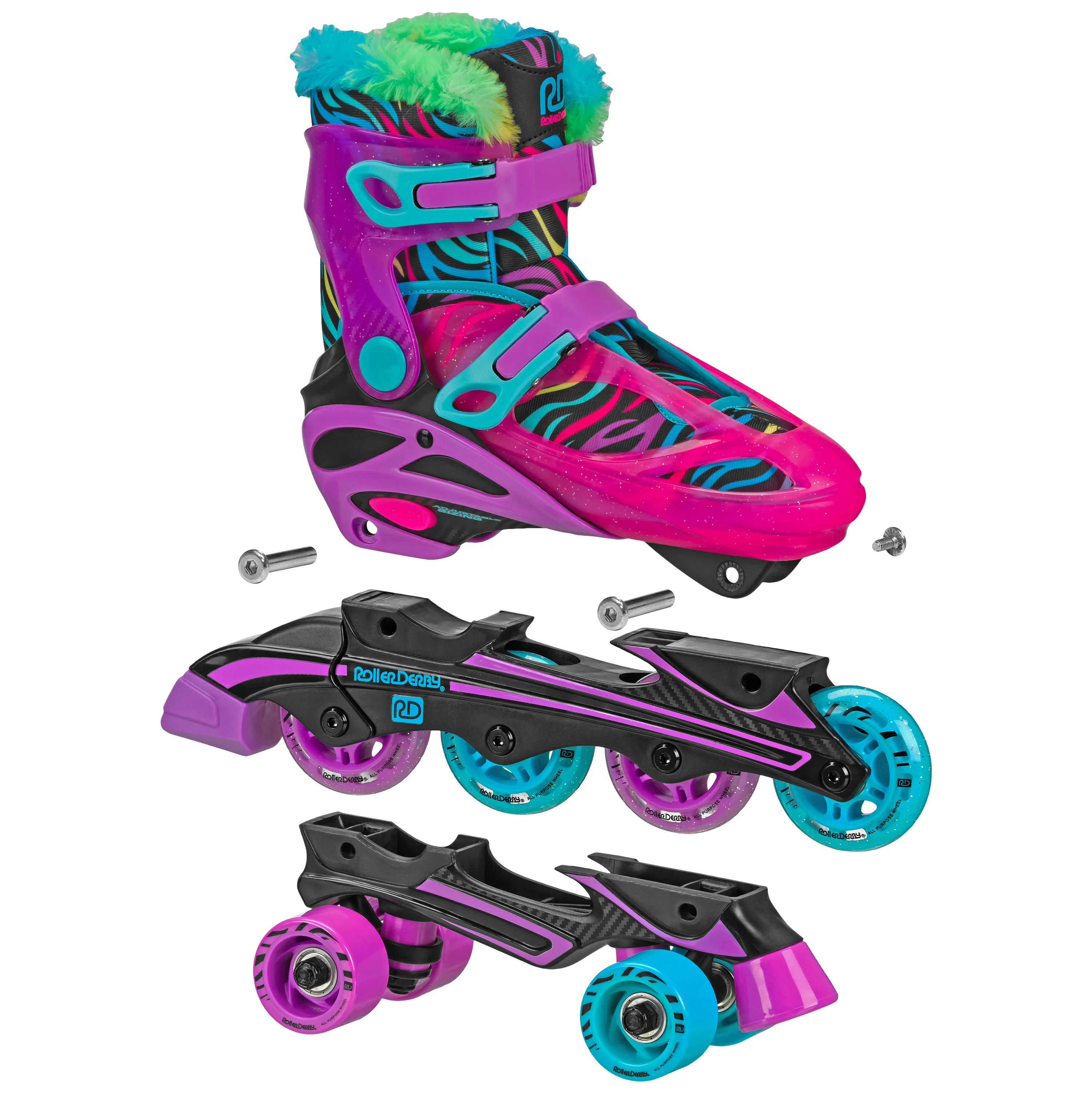 Roller Derby Girl's Adjustable 2-in-1 Quad and Inline Skates - Image 13